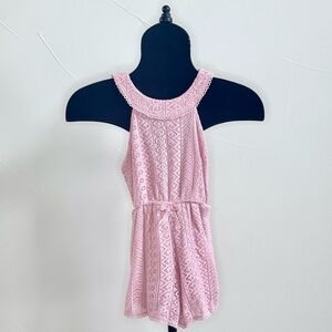 Mayoral- Pink Crochet Shorts Romper, Size 8